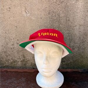 Vintage Lipton Ice Tea Hat Golf Visor Cap Outdoors Promo 80s 90s Red Adjustable